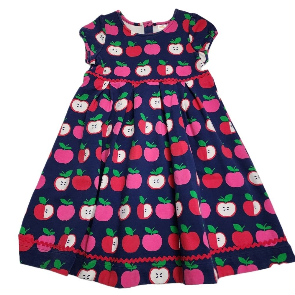 Gymboree Girls Fall Autumn Candy Apple Red & Navy Blue Ponte Dress Size 8